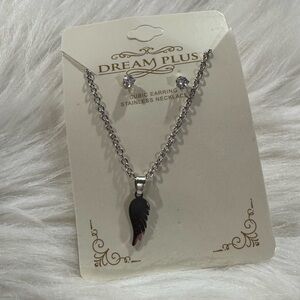 Angel Wing Necklace and Earring Set